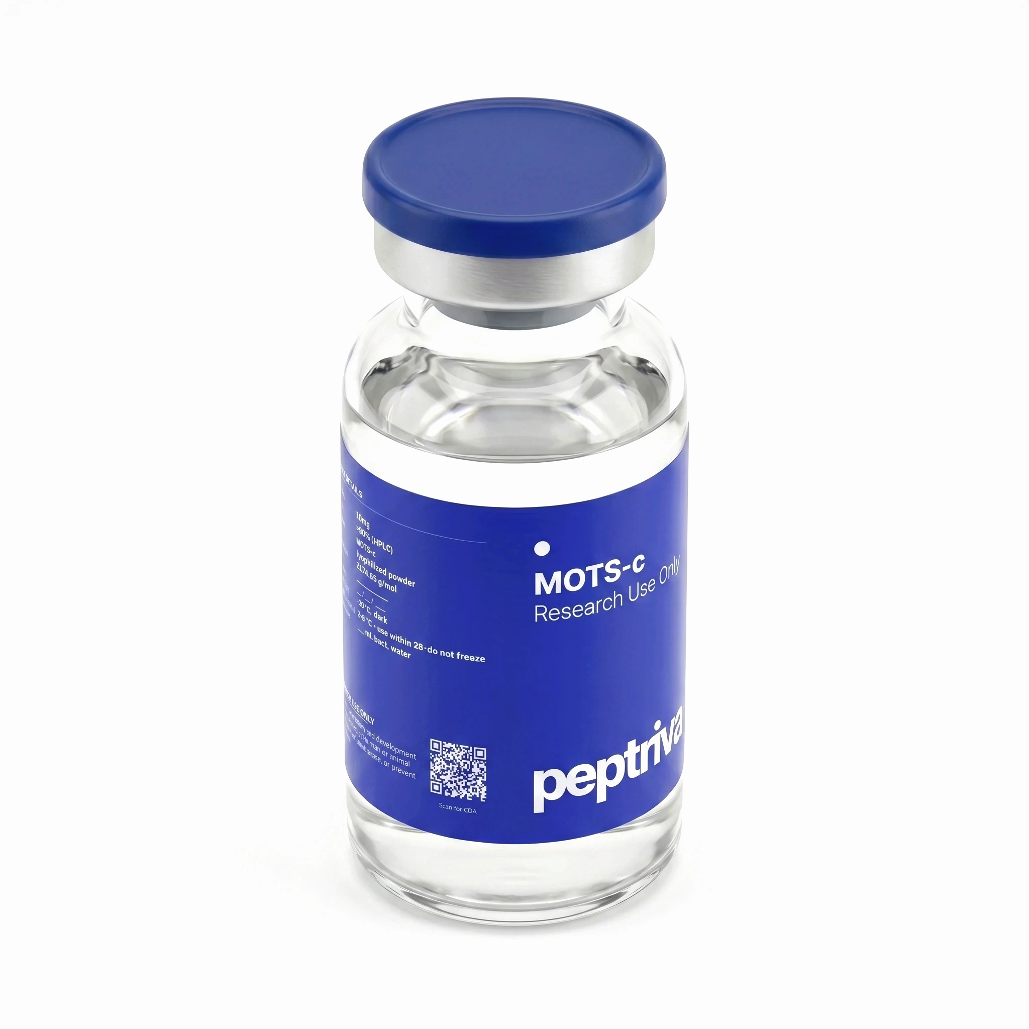 MOTS-c research-grade vial &mdash; angled view