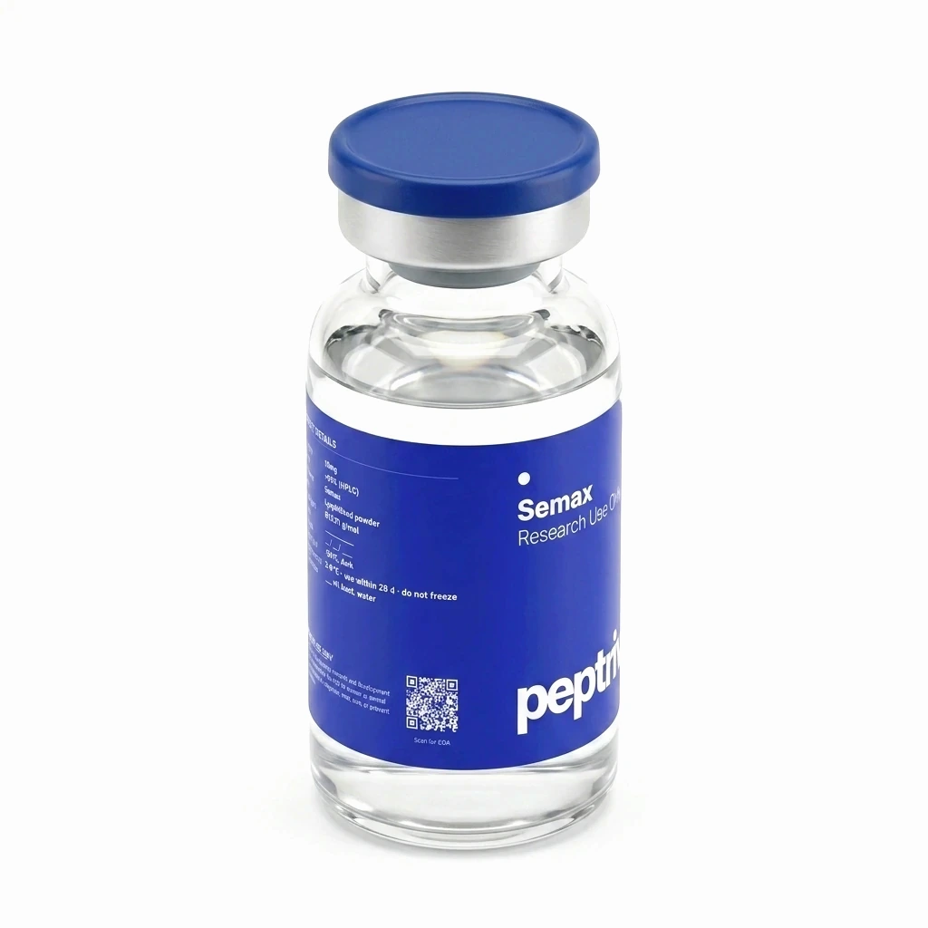 Semax research-grade vial &mdash; angled view